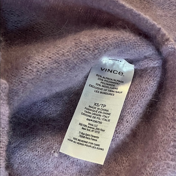 Vince Lilac Lavender Purple V Neck Alpaca Cardigan - Picture 3 of 3